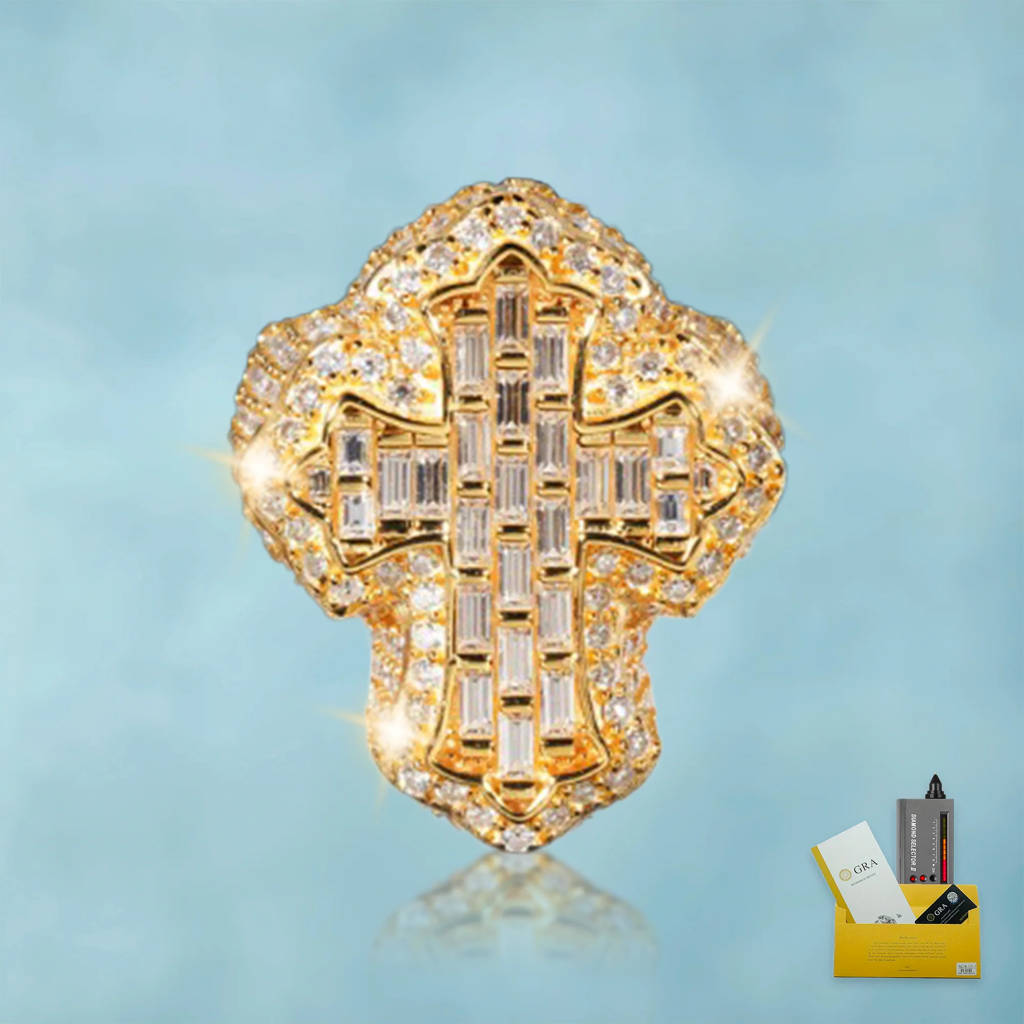 Anillo Cruz Celta Baguettes VVS Moissanite + Plata 925 Oro 18K - Image 3