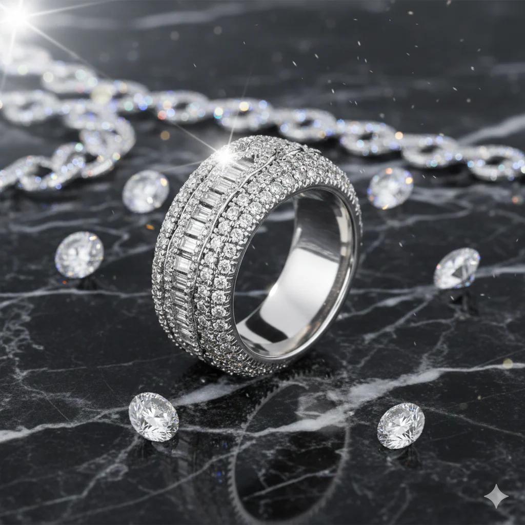 Anillo Cuban Ice Spinner Oro Blanco - Image 3