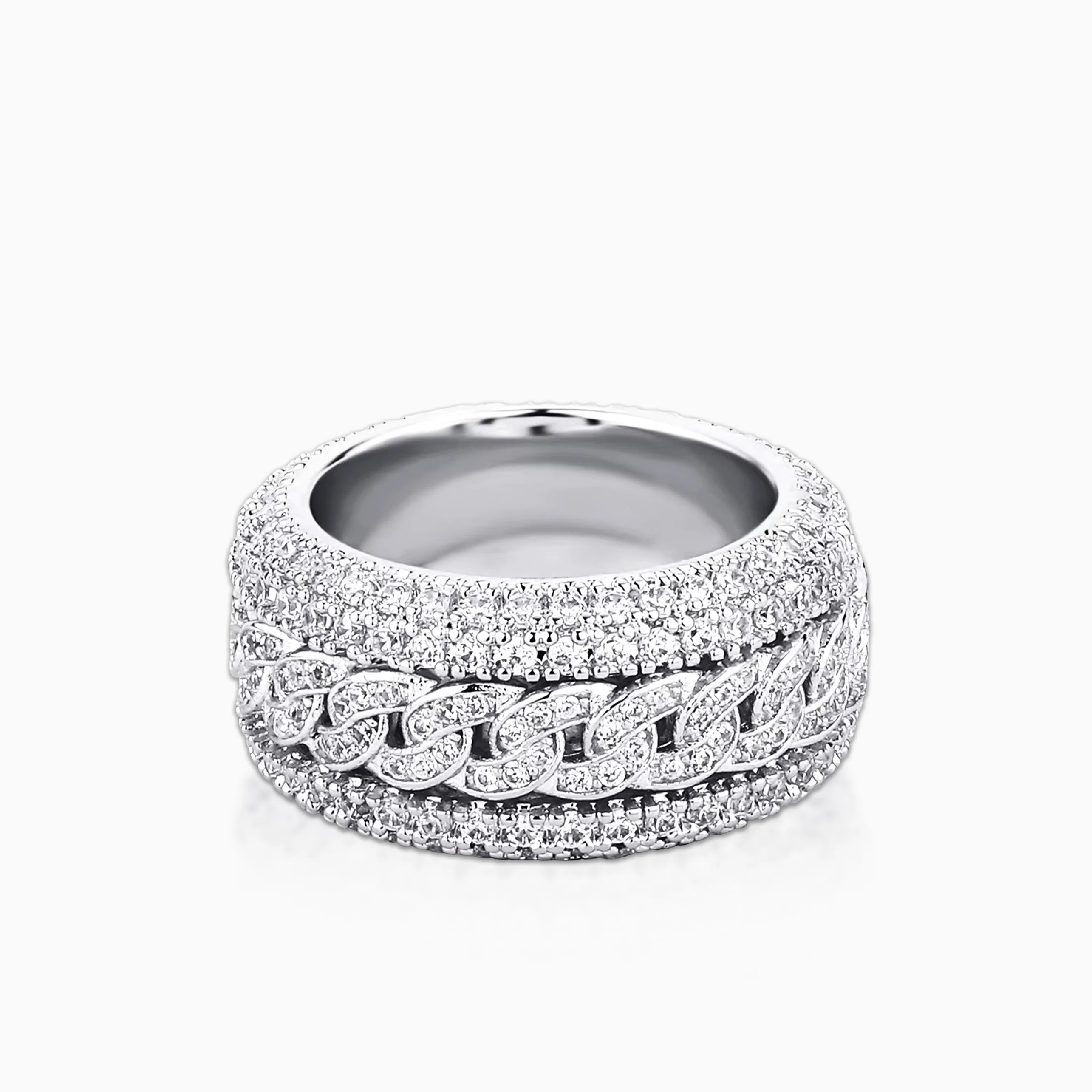 Anillo Cuban Ice Spinner Oro Blanco - Image 4