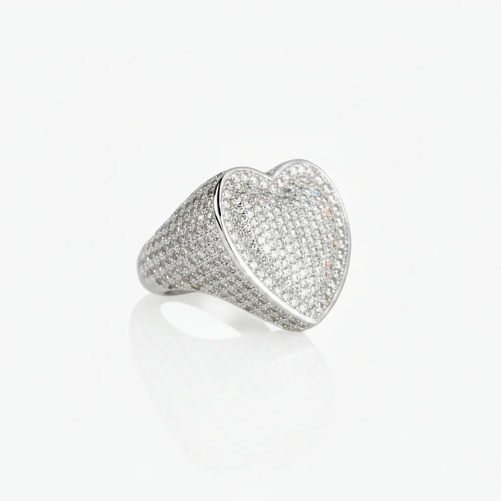 Anillo Ice Corazón Oro Blanco