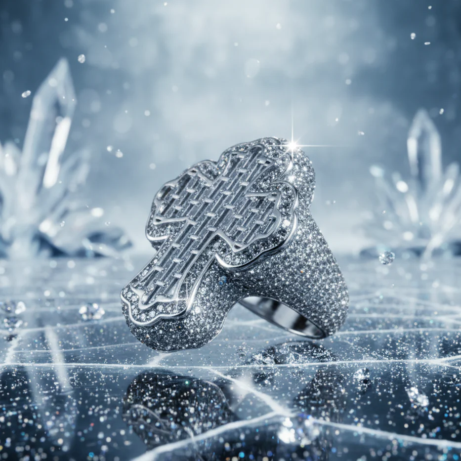 Anillo Ice Cruz Celta Oro Blanco - Image 4