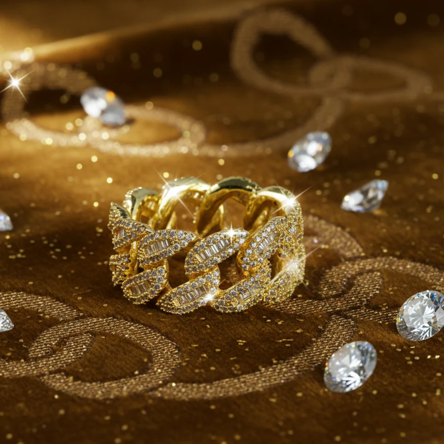 Anillo Ice Cubana Baguettes Oro 18k - Image 3