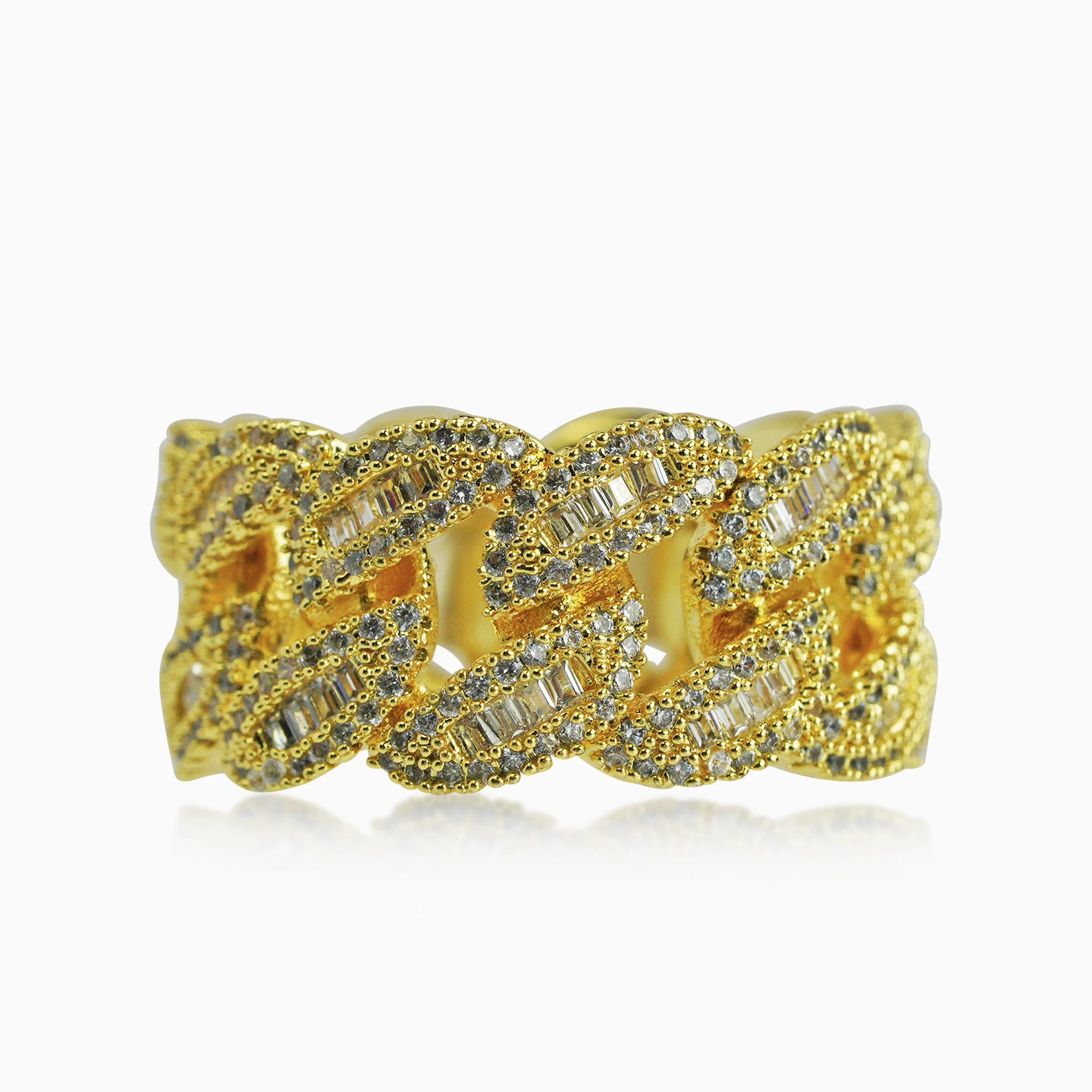 Anillo Ice Cubana Baguettes Oro 18k - Image 4