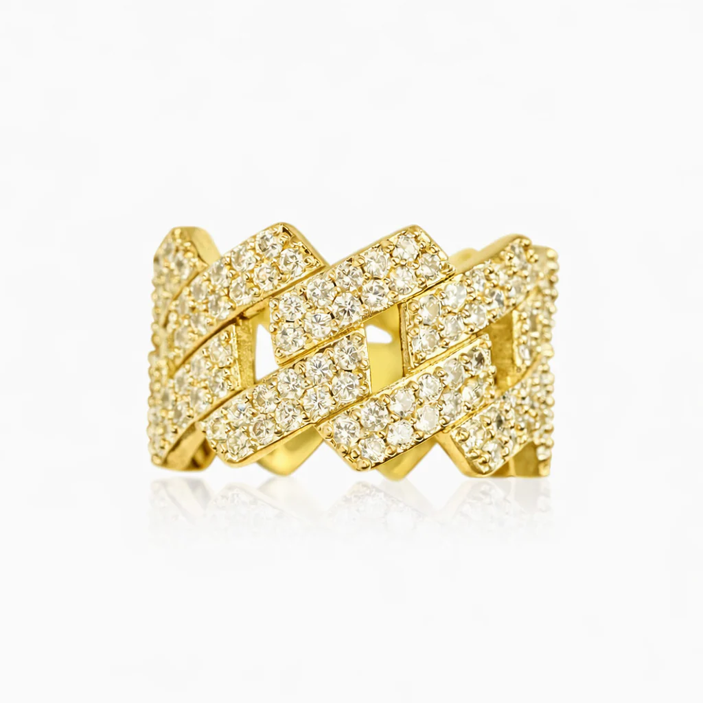 Anillo Ice Cubana Prong Oro 18k - Image 3