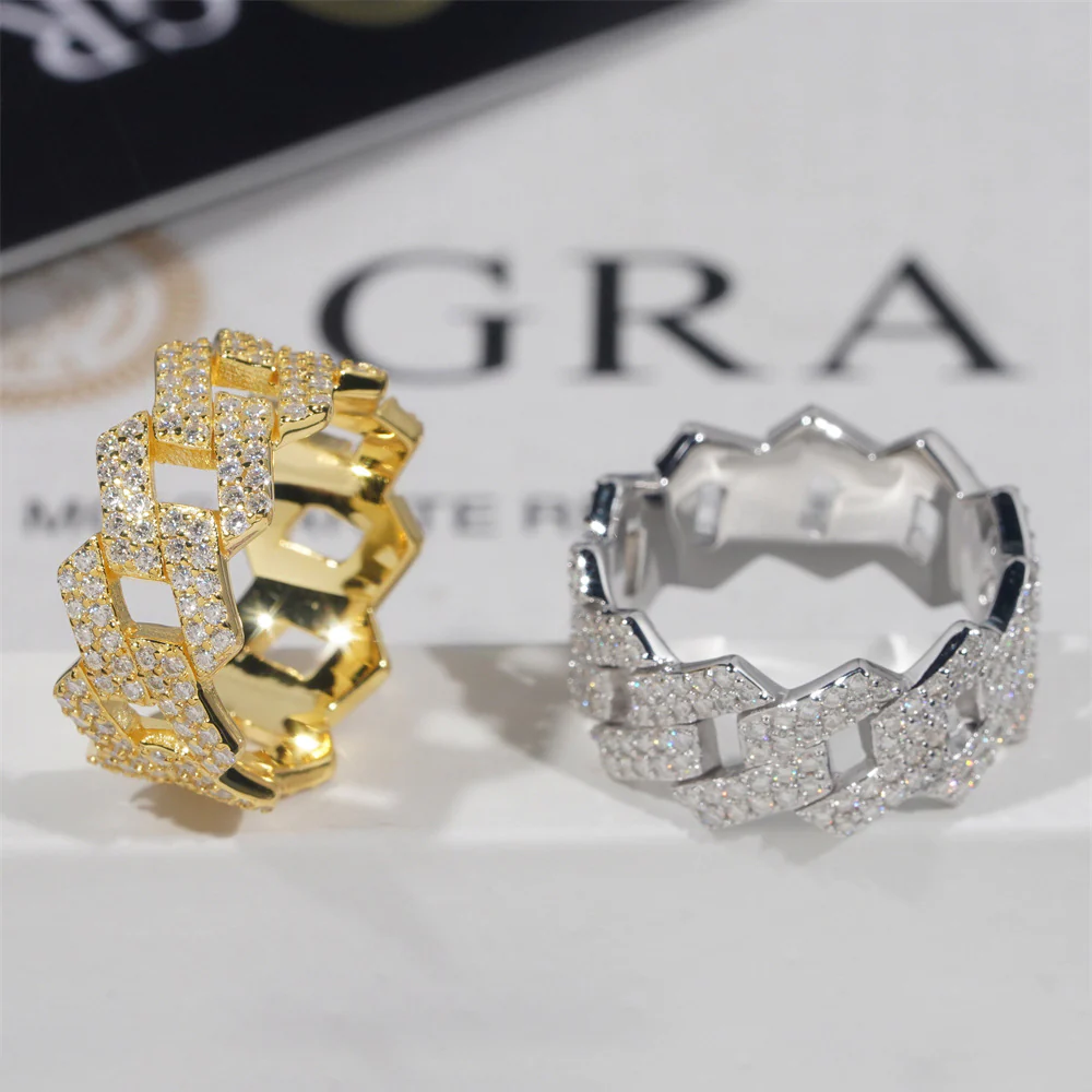 Anillo Ice Cubana Prong VVS Moissanite + Plata 925 Oro 18K - Image 8