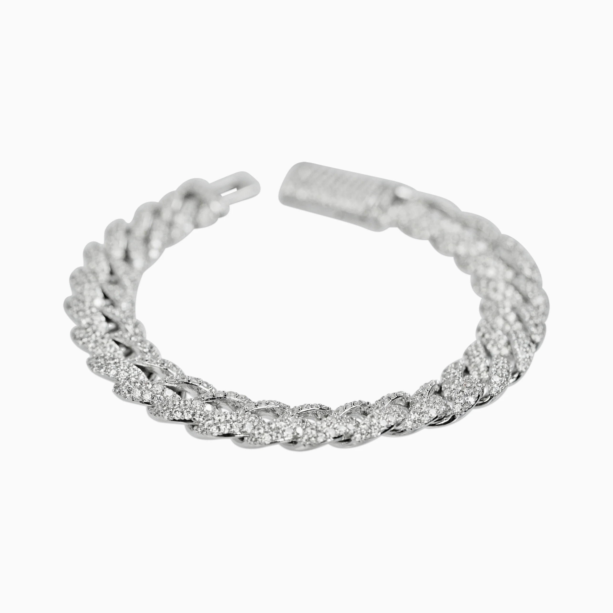 Brazalete Cubana Ice 10 Mm Oro Blanco - Image 3