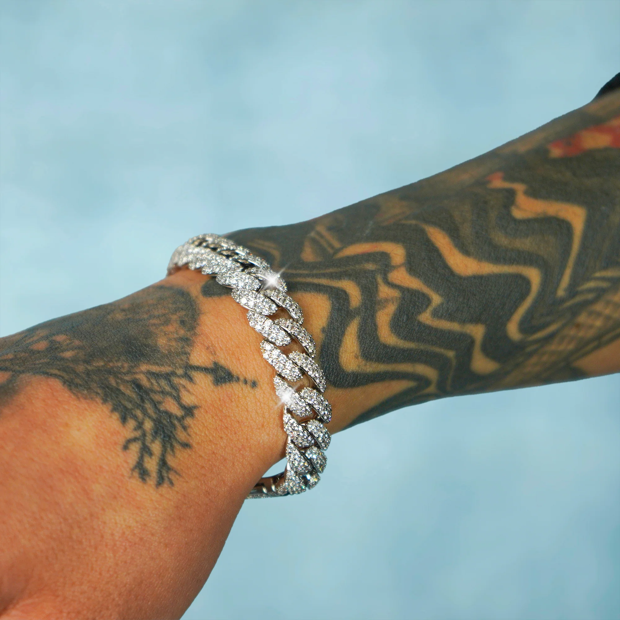 Brazalete Cubana Ice 10 Mm Oro Blanco - Image 4