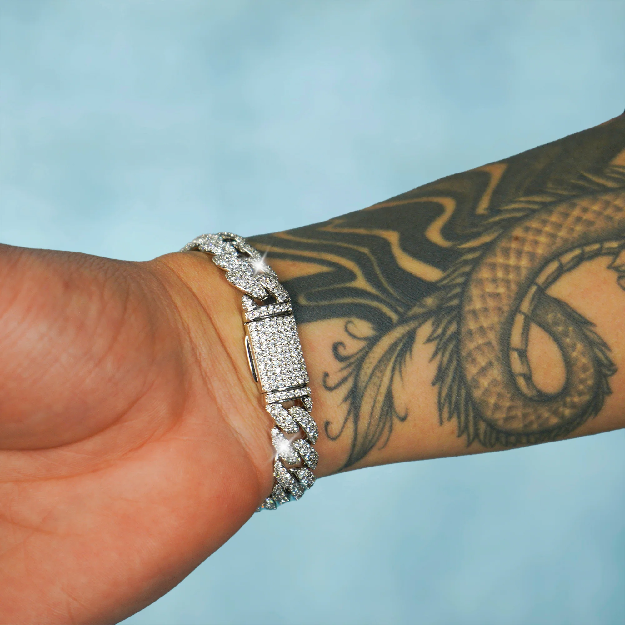 Brazalete Cubana Ice 10 Mm Oro Blanco - Image 6