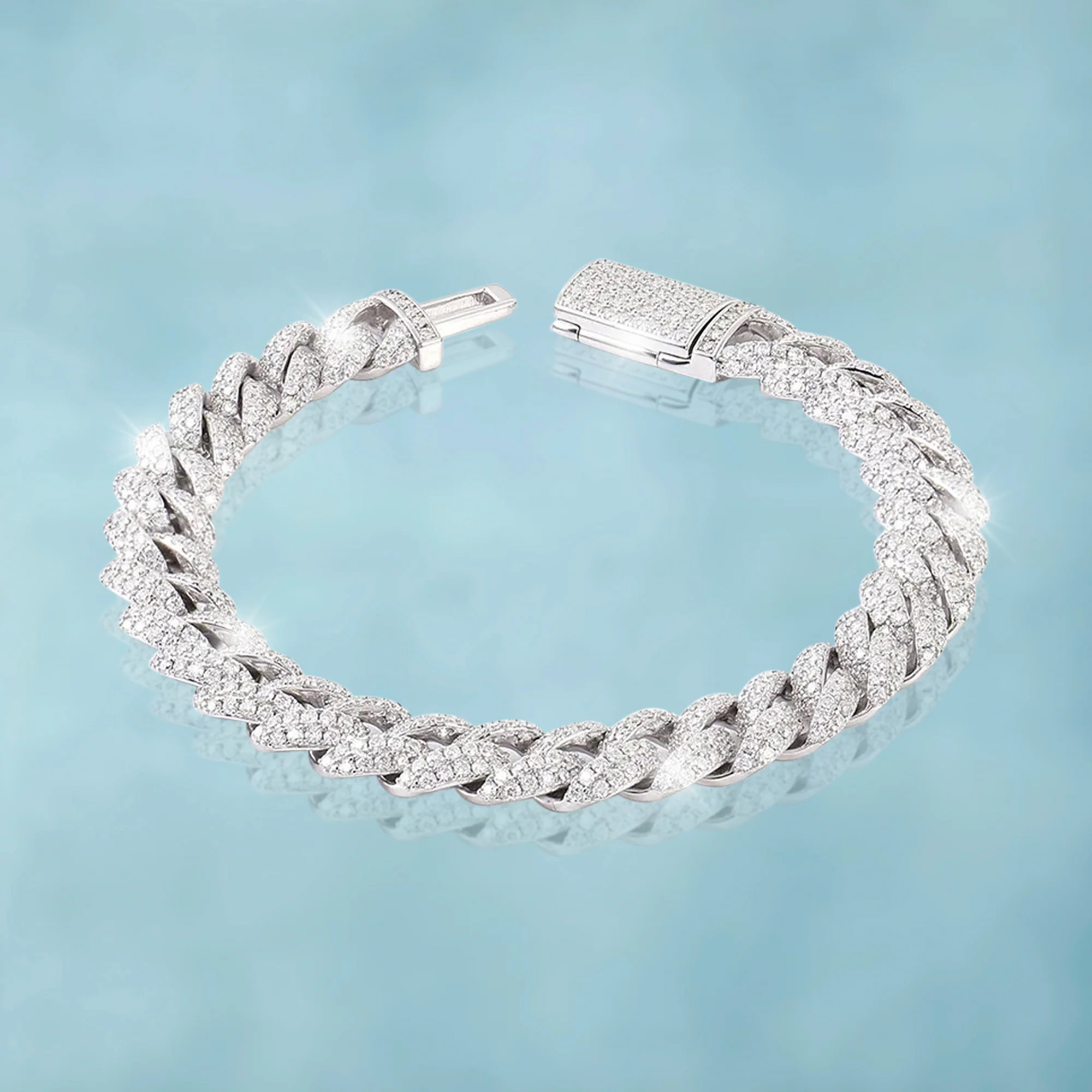 Brazalete Cubana Ice 10 Mm Oro Blanco - Image 7