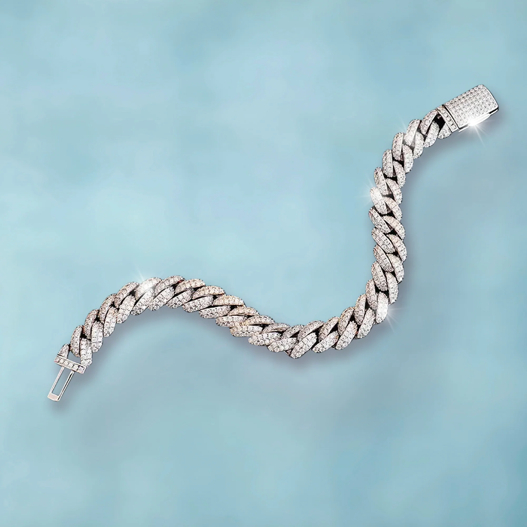 Brazalete Cubana Ice 10 Mm Oro Blanco - Image 8
