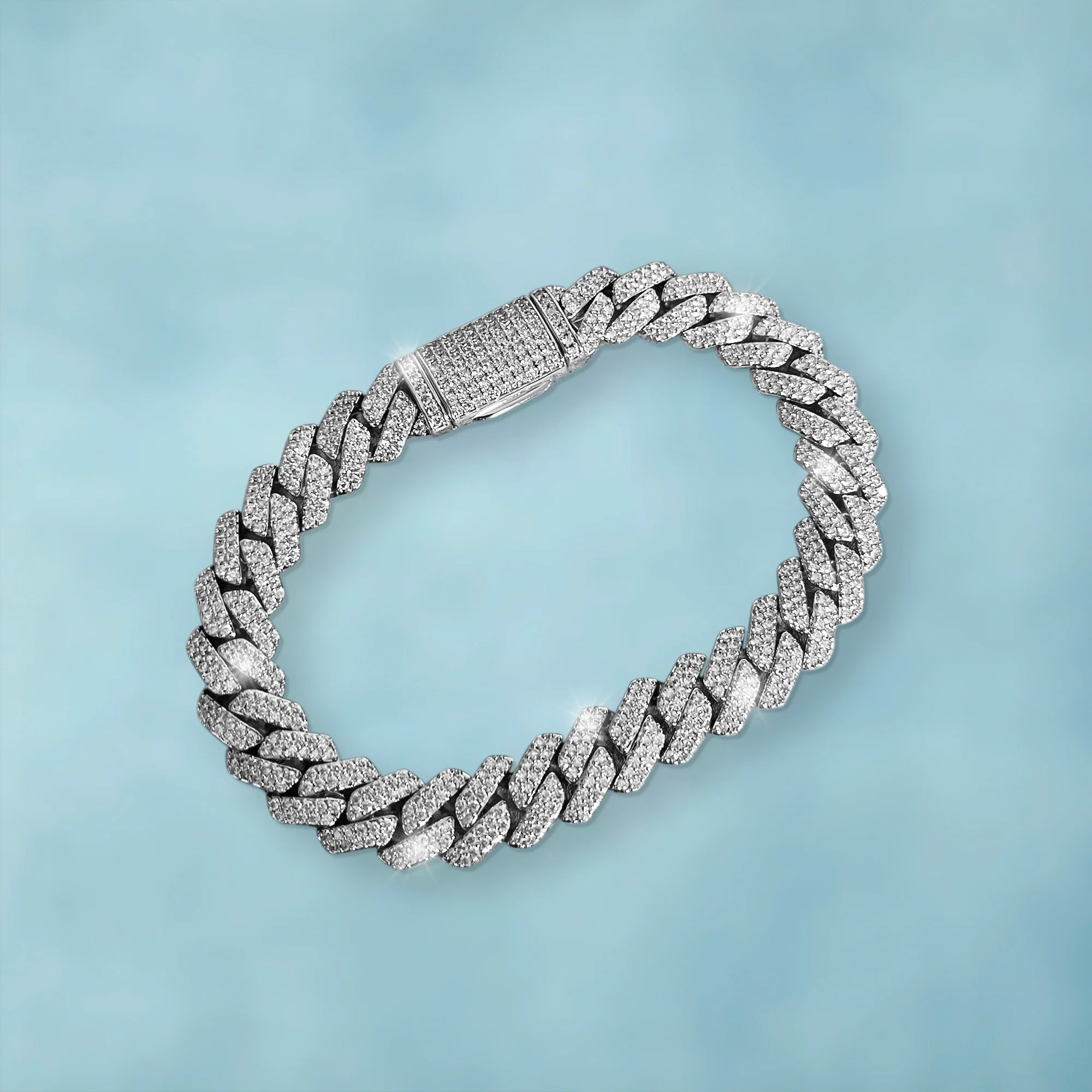 Brazalete Cubana Prong 10 Mm Oro Blanco - Image 3