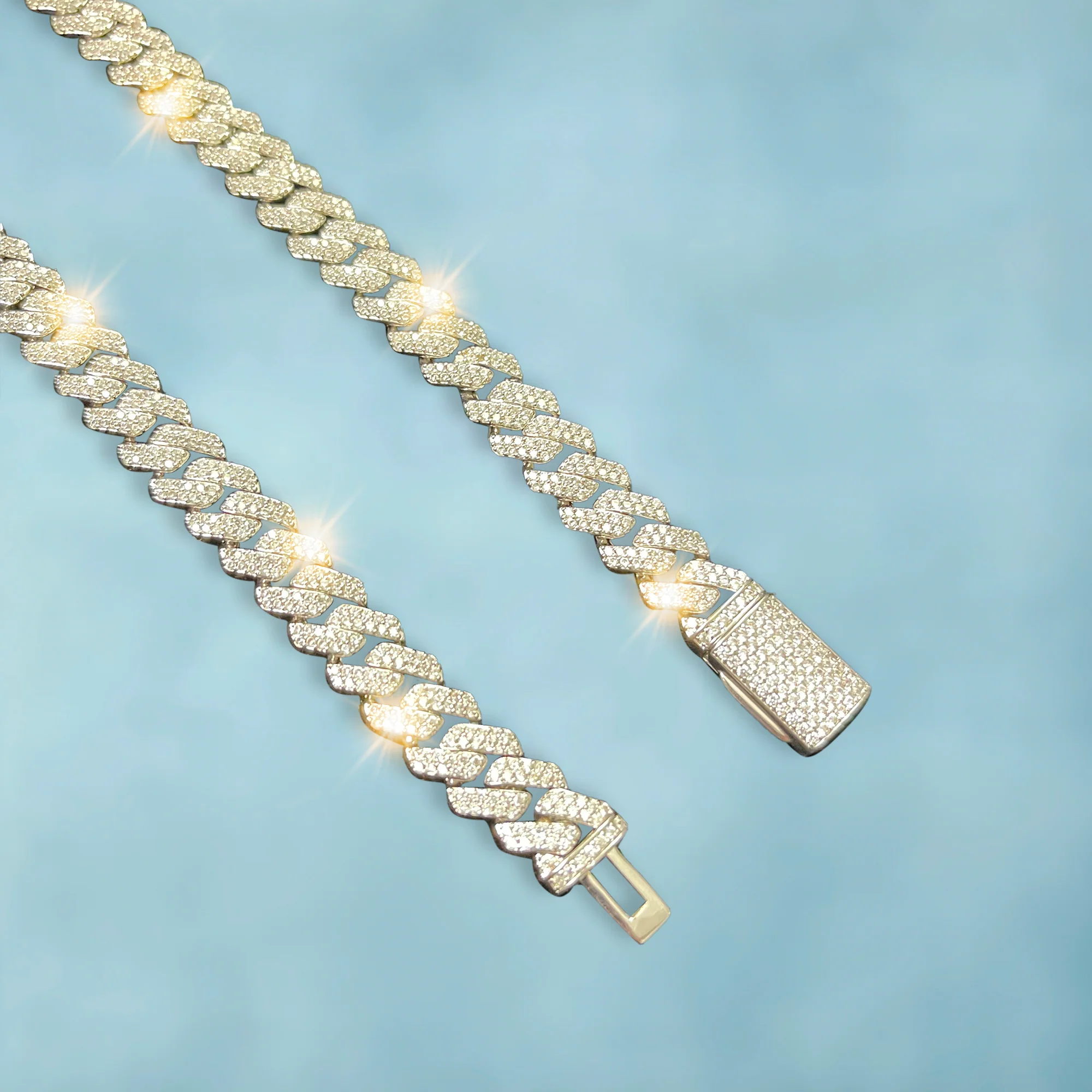 Brazalete Cubana Prong 10 Mm Oro Blanco - Image 4