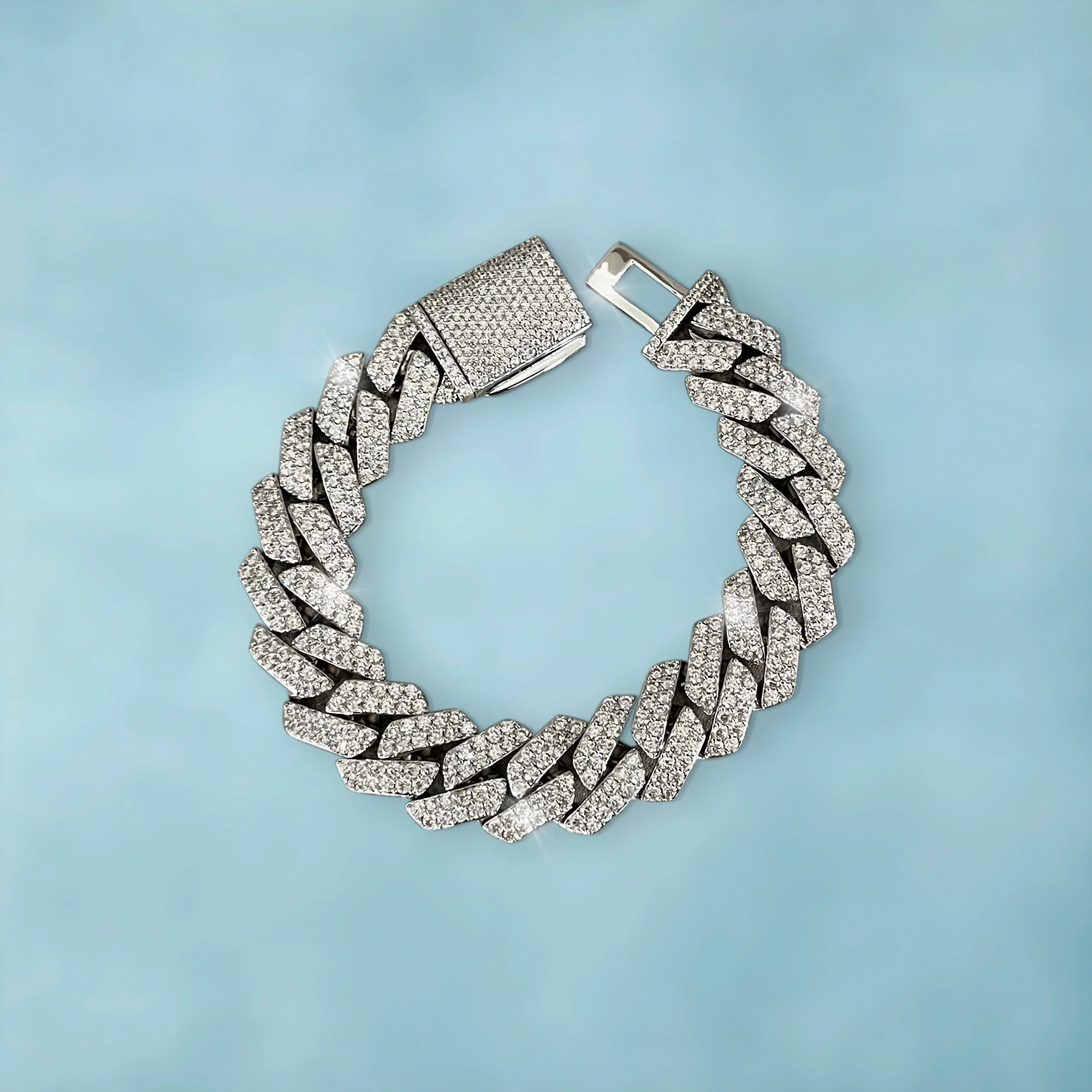 Brazalete Cubana Prong 15 Mm Oro Blanco - Image 3