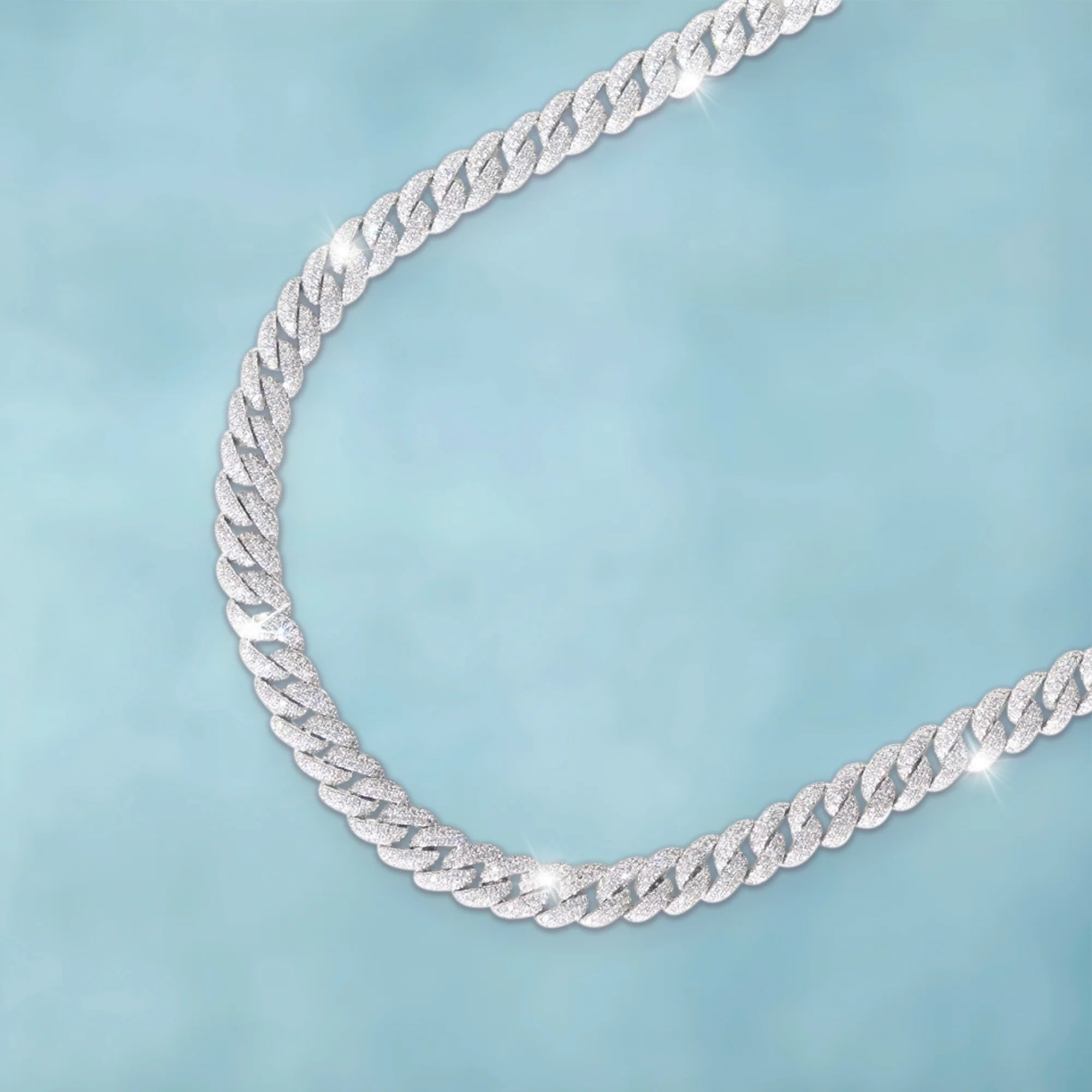Cadena Cubana Ice 10Mm Oro Blanco - Image 7