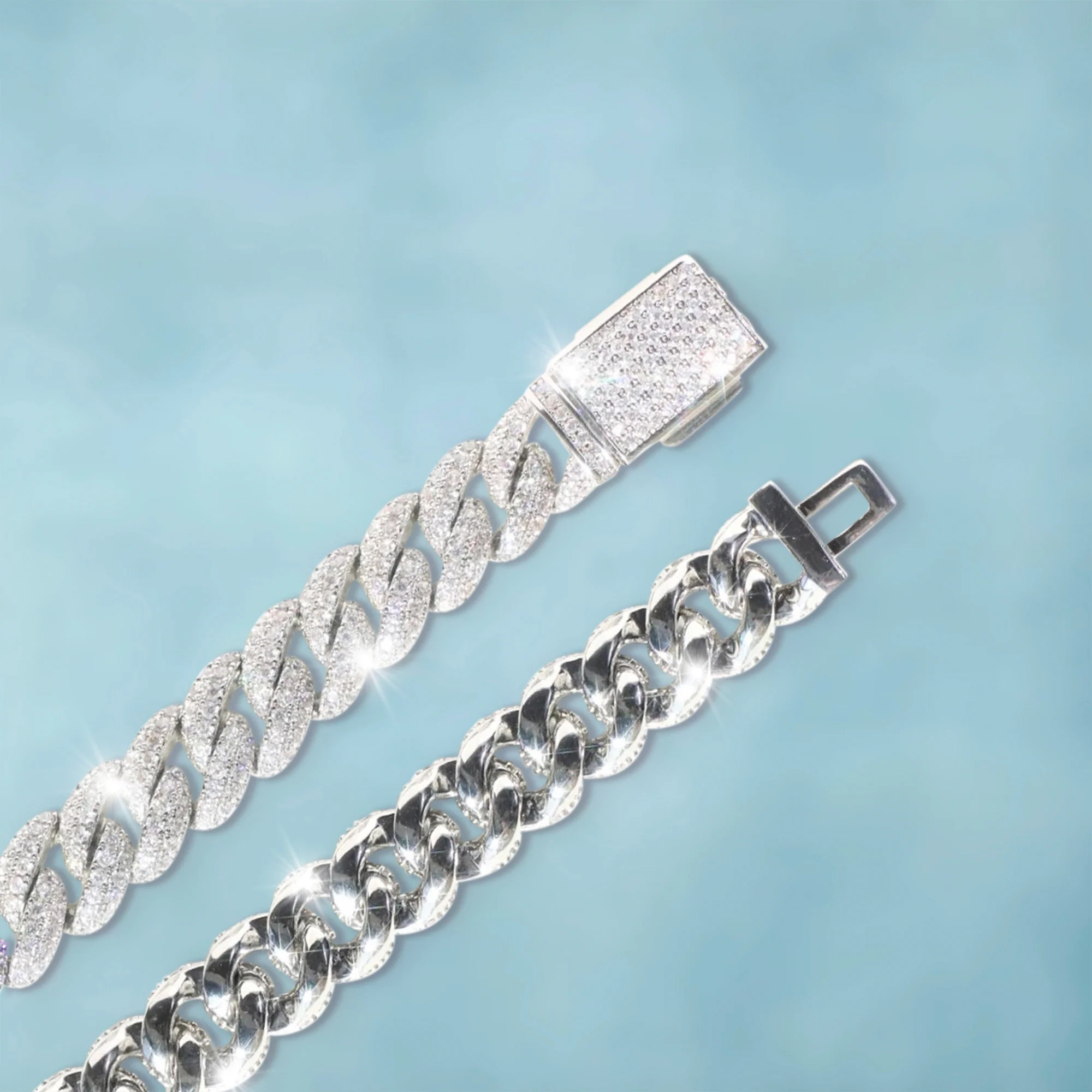 Cadena Cubana Ice 10Mm Oro Blanco - Image 8