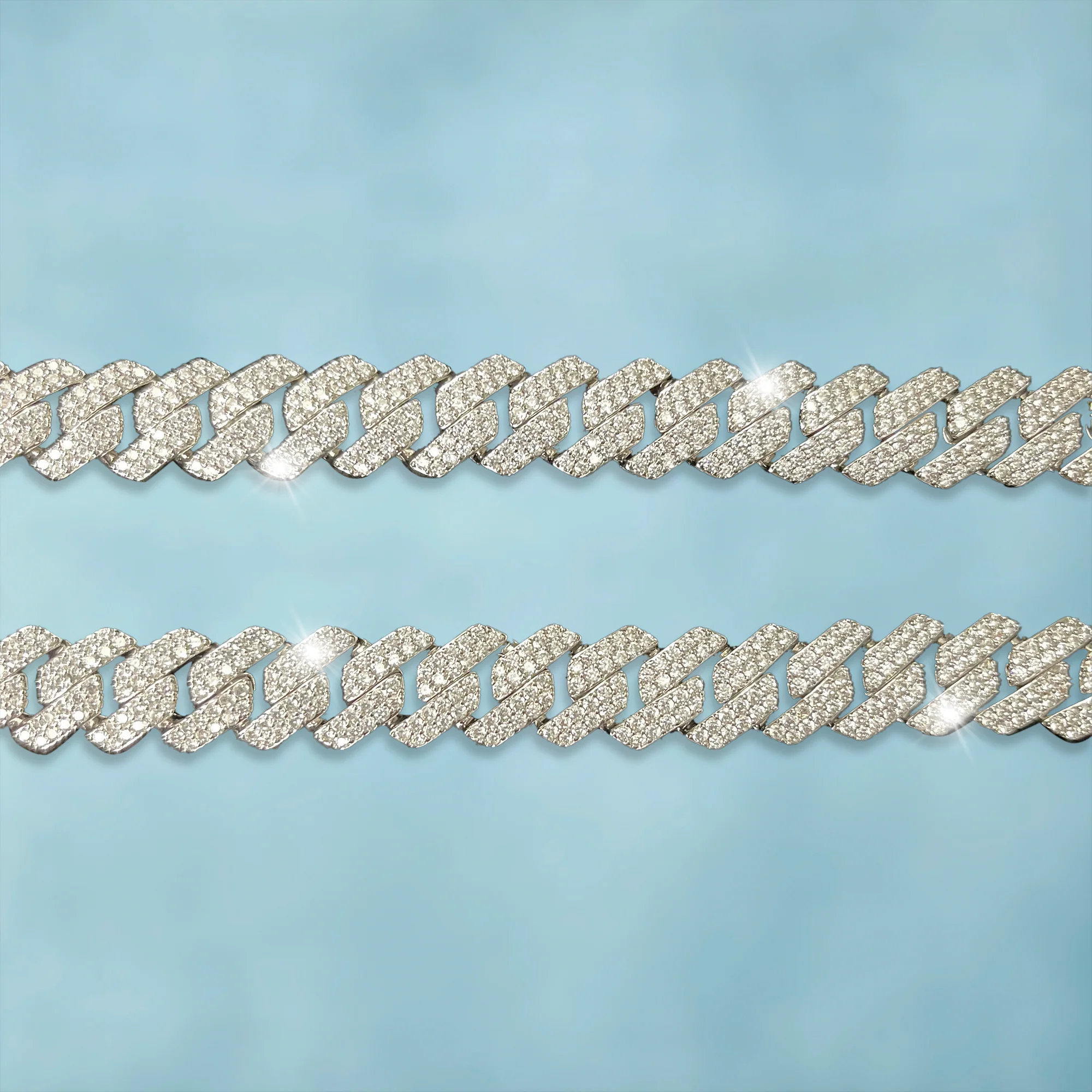 Cadena Cubana Prong 15 Mm Oro Blanco - Image 4