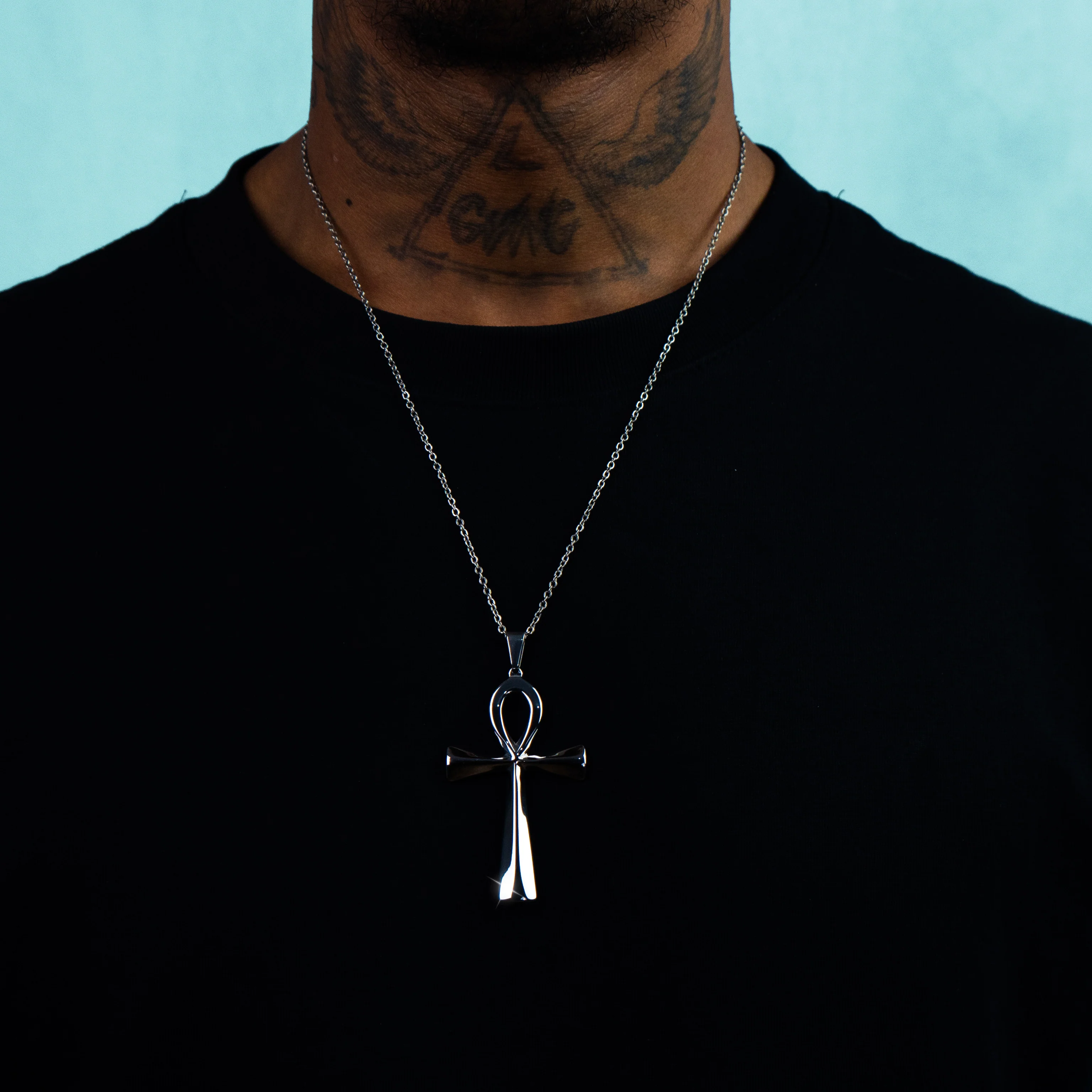 Colgante Cruz Ankh Oro Blanco - Image 3