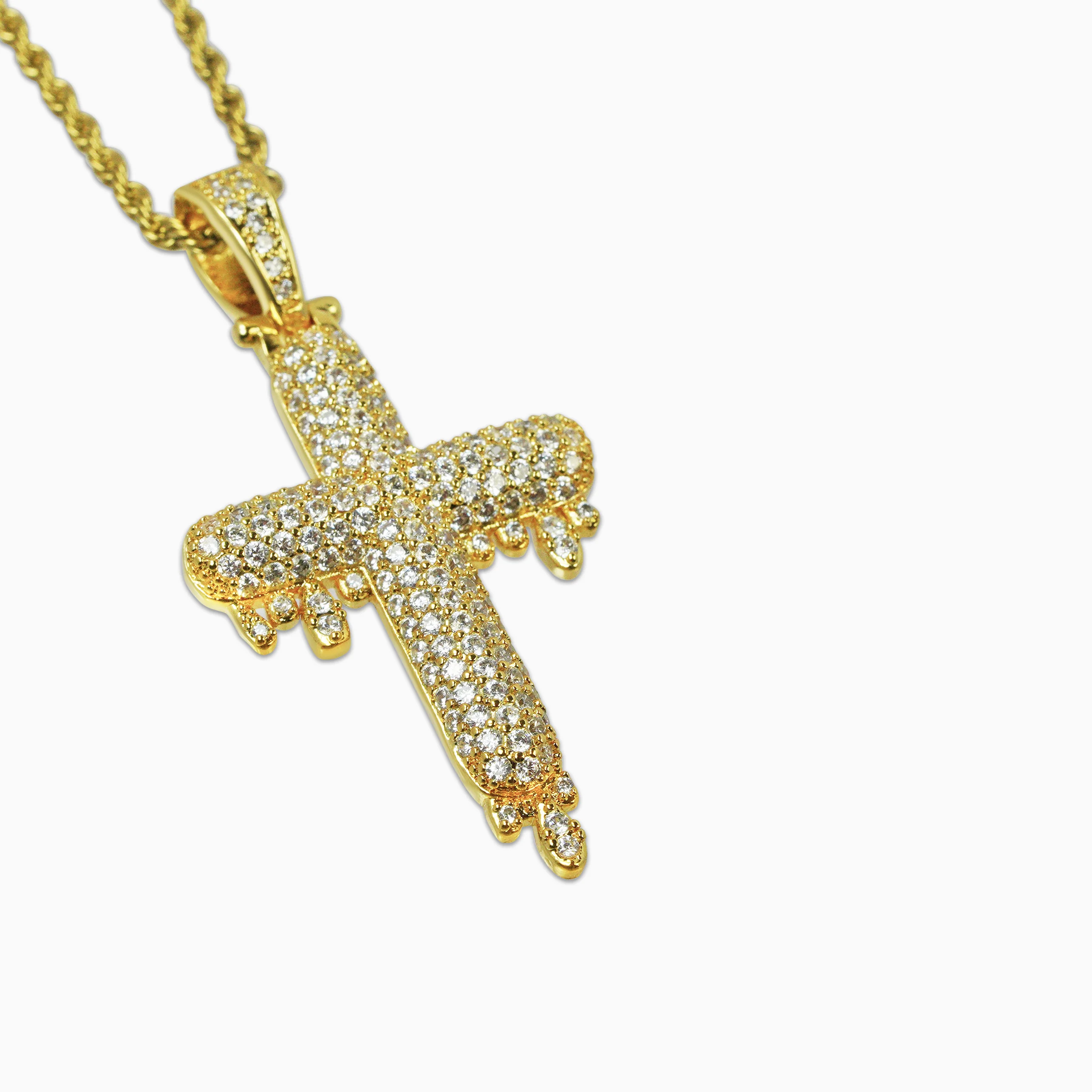 Colgante Cruz Drip Oro 18K - Image 3
