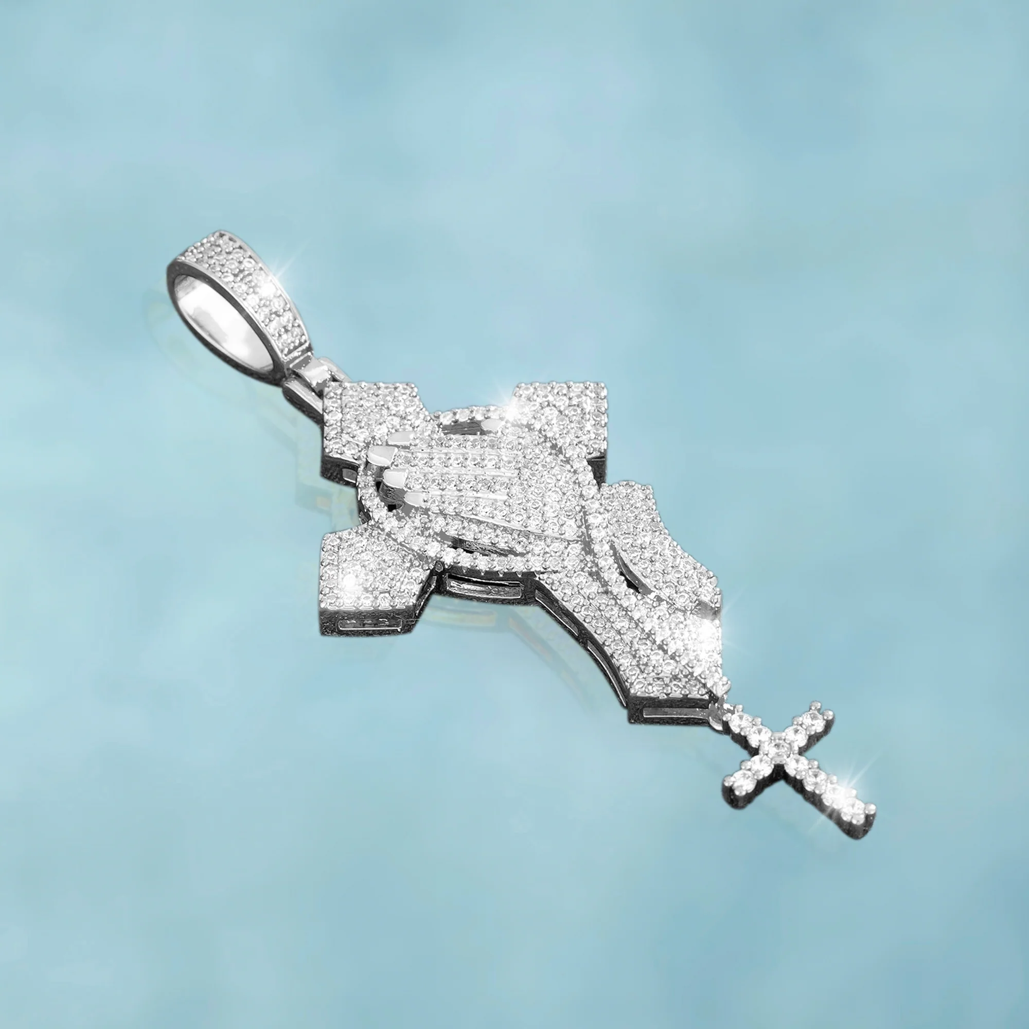 Colgante Ice Cross Oro Blanco - Image 3