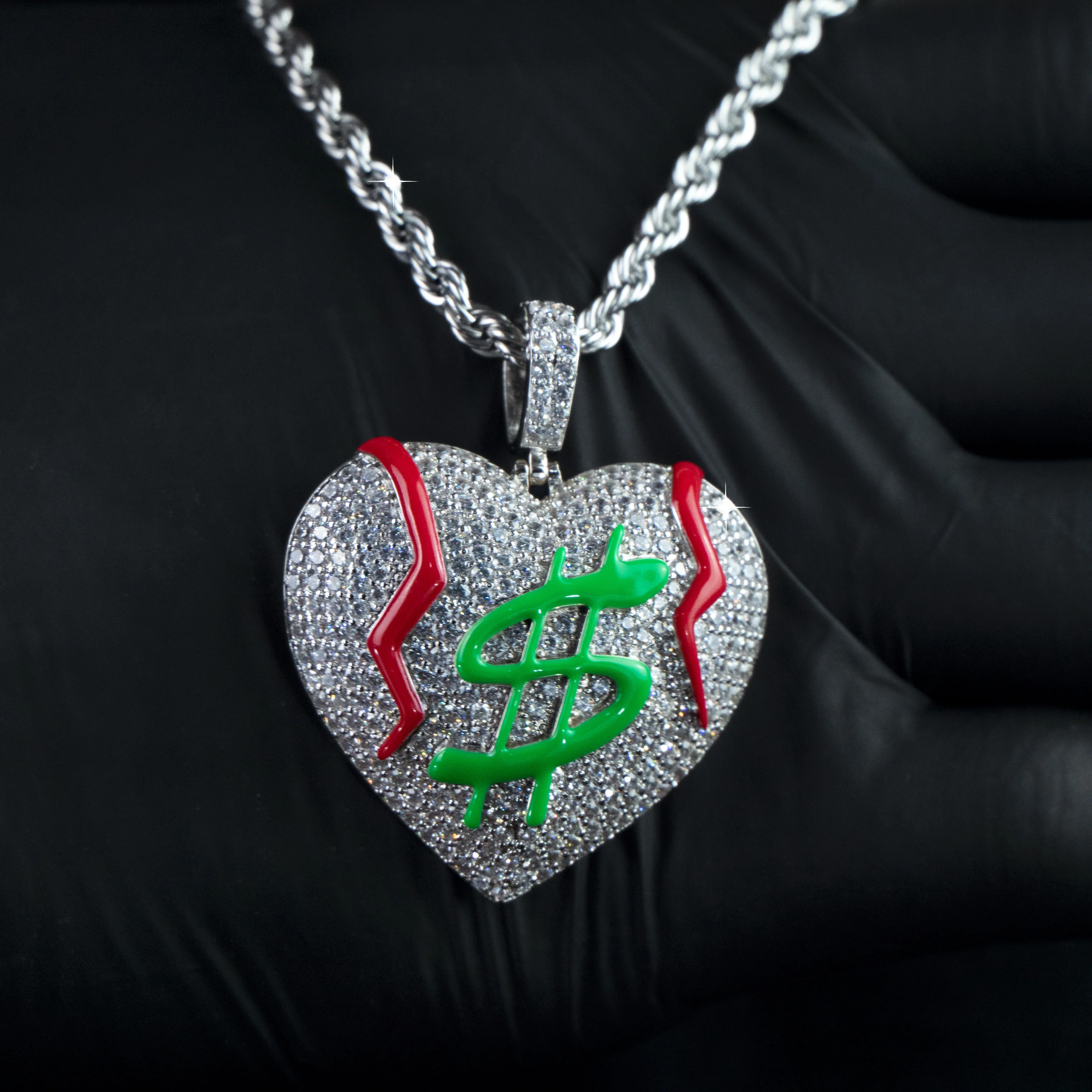 Colgante Luminoso Dollar Heart Oro Blanco - Image 5