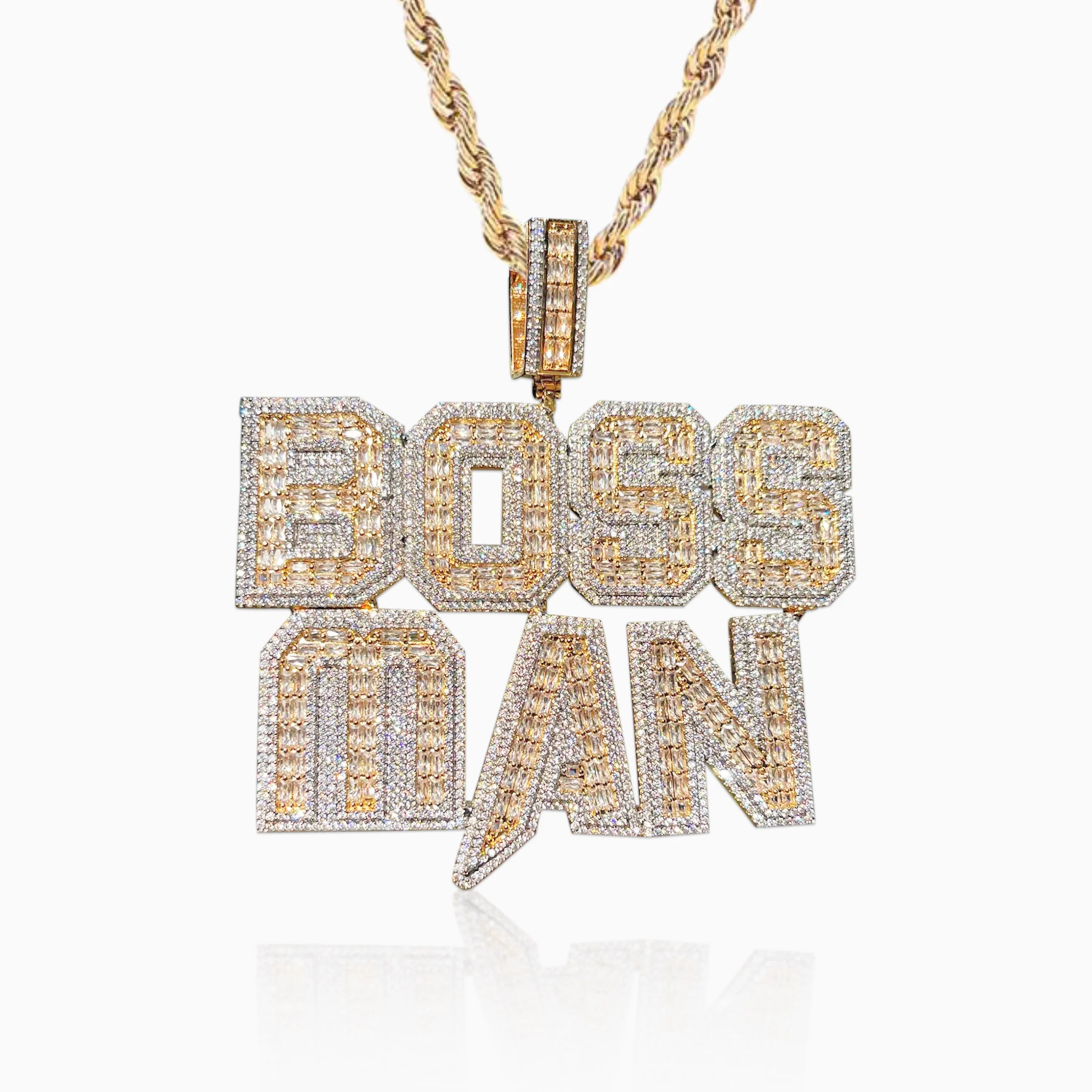 Colgante Personalizado Rock Baguettes Oro
