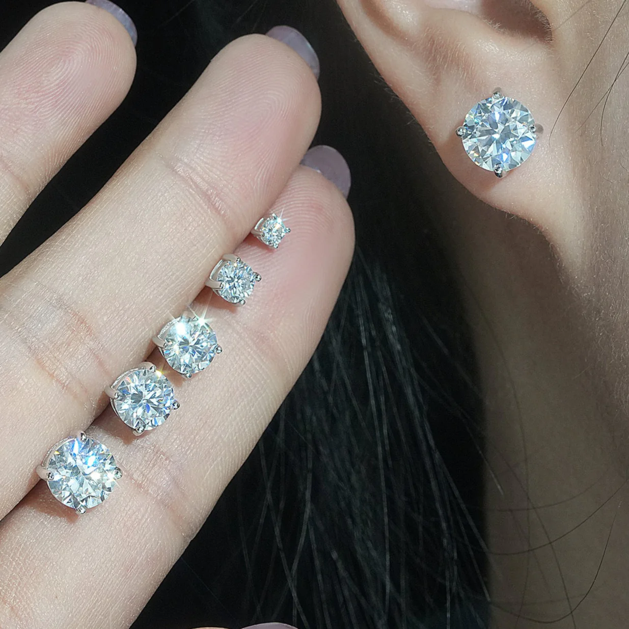 Pendientes Classic VVS Moissanite + Plata 925 - Image 5
