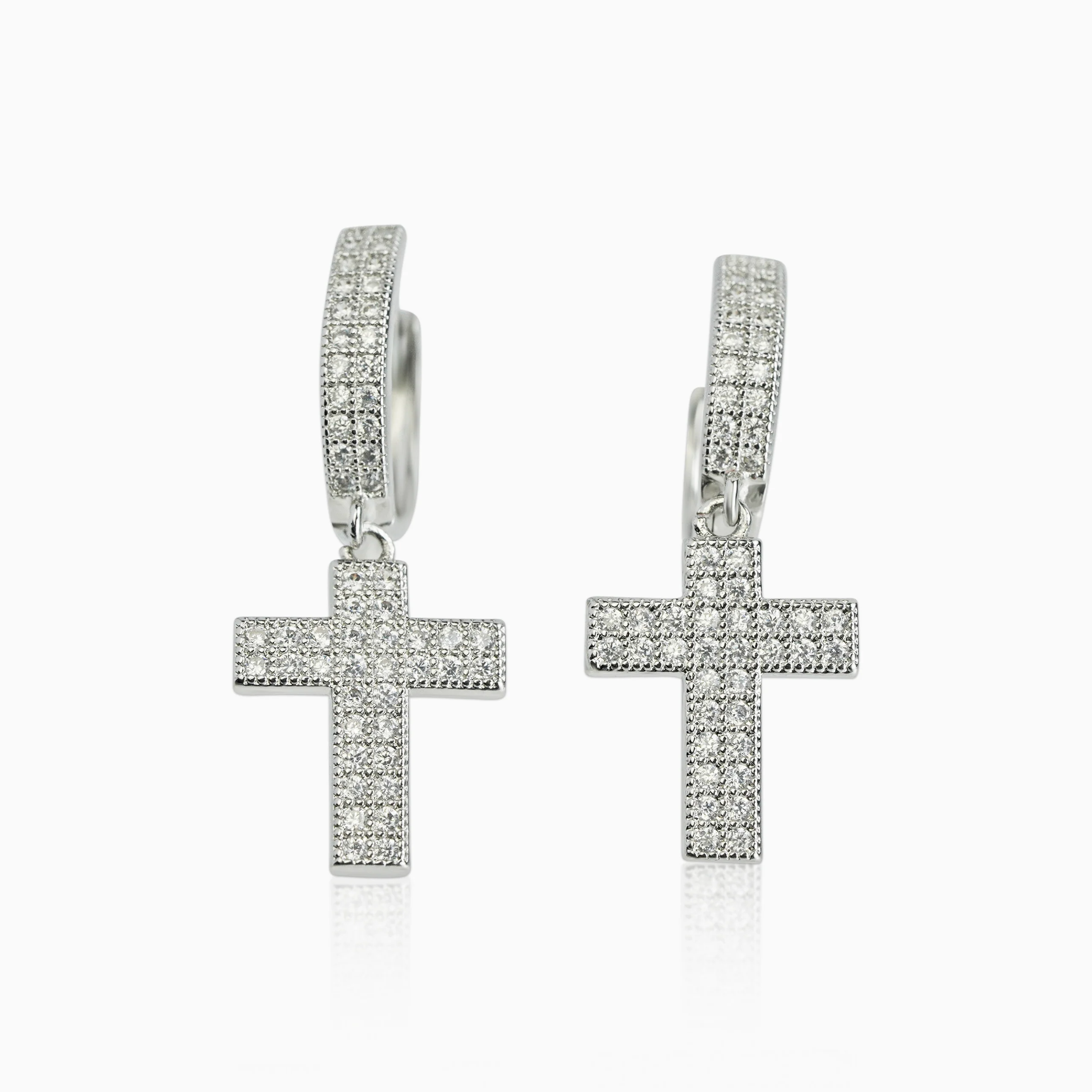 Pendientes Cruz Colgante Plata 925