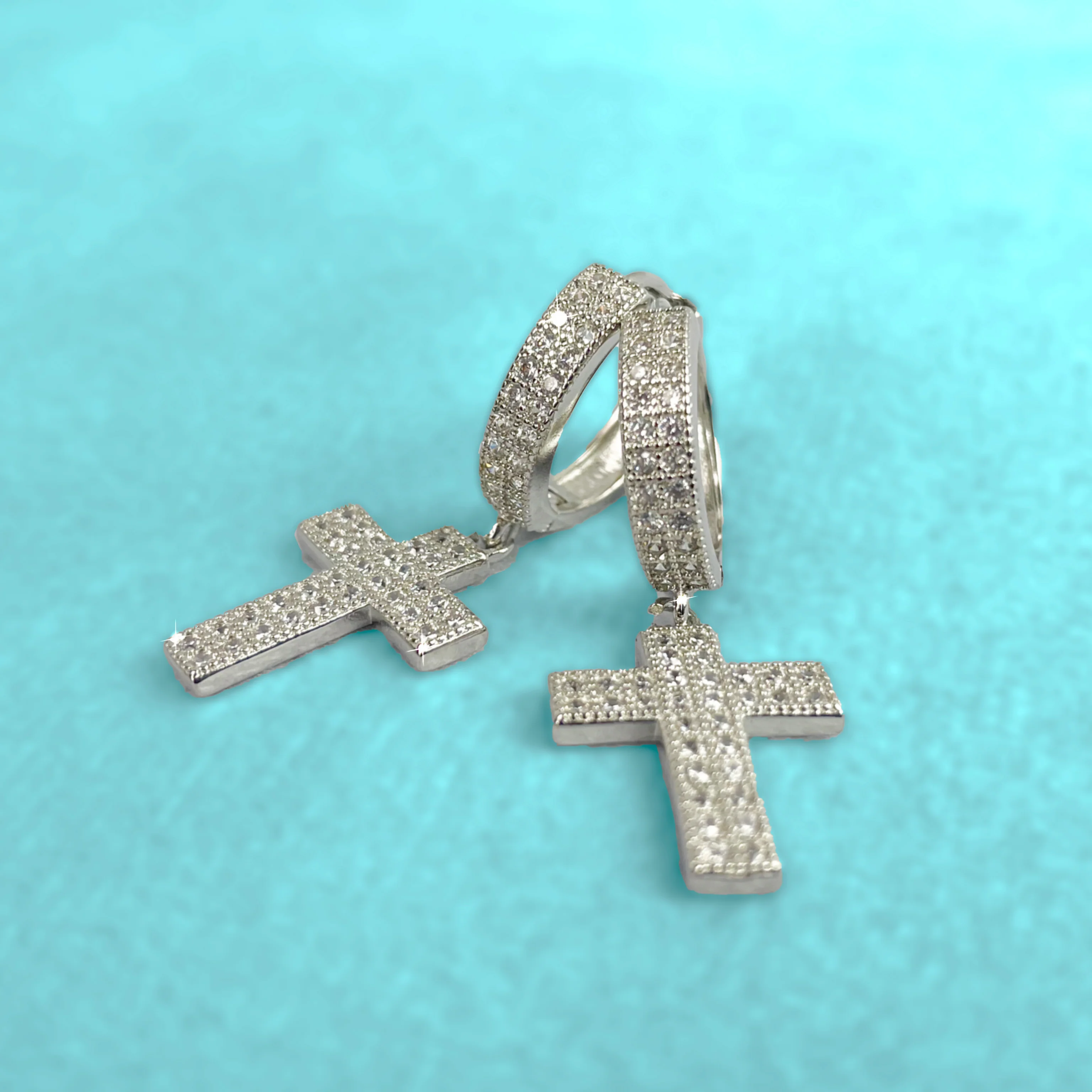 Pendientes Cruz Colgante Plata 925 - Image 4