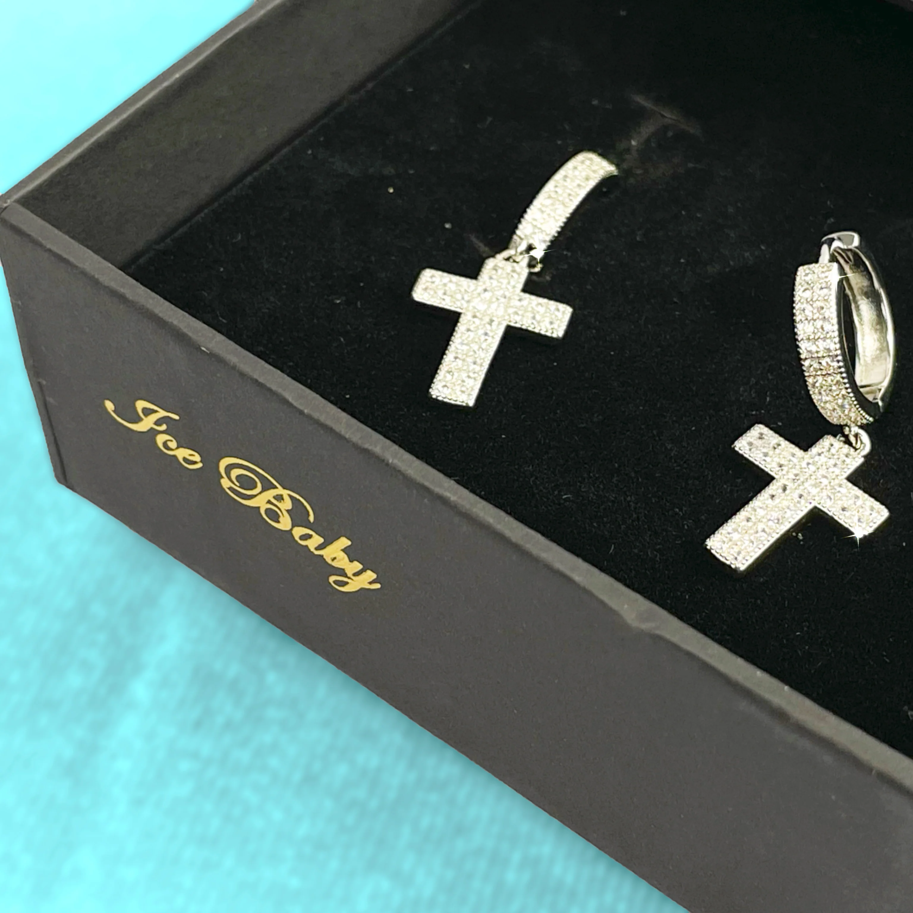 Pendientes Cruz Colgante Plata 925 - Image 5