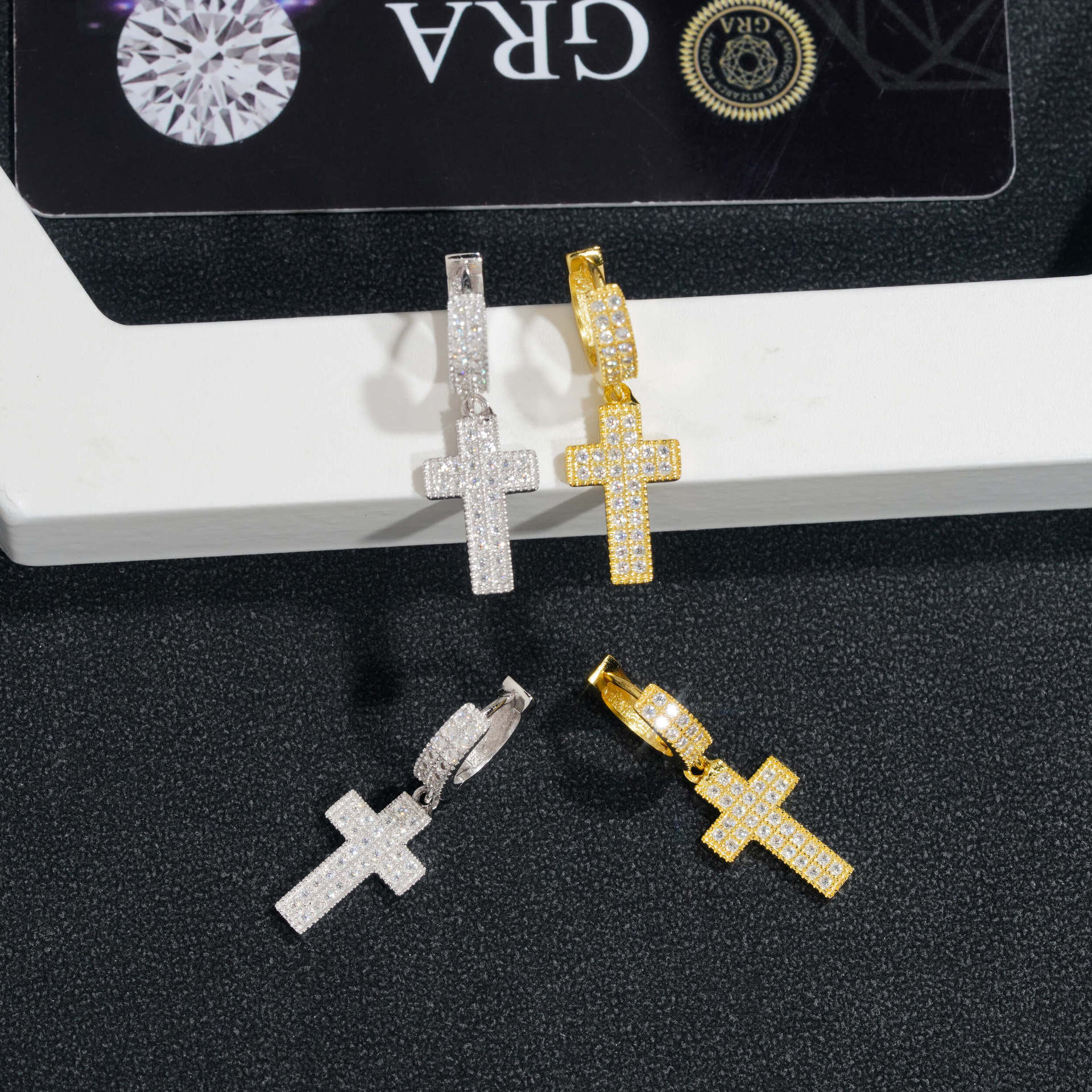 Pendientes Cruz Colgante VVS Moissanite + Plata 925 - Image 4