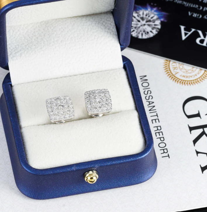 Pendientes Cuadrados VVS Moissanite + Plata 925 - Image 3