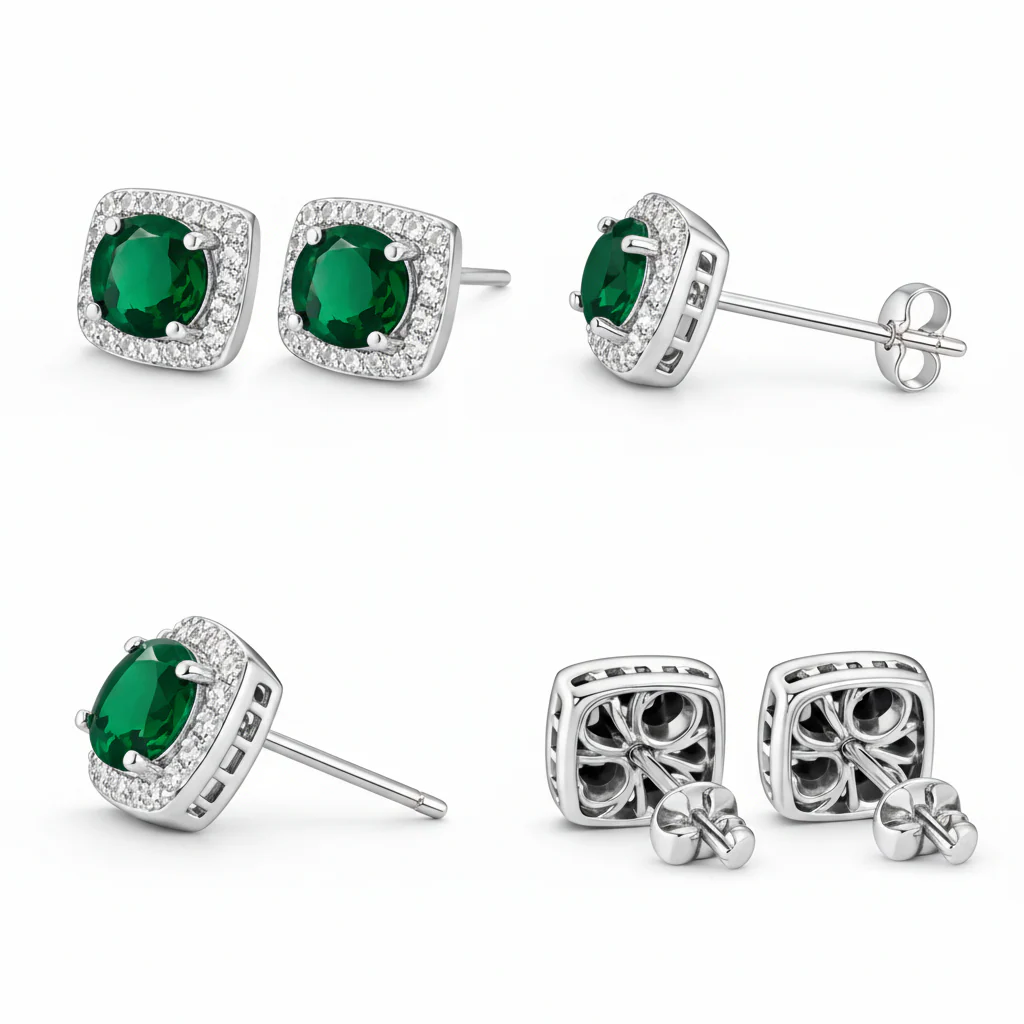Pendientes Esmeralda Oro Blanco - Image 2